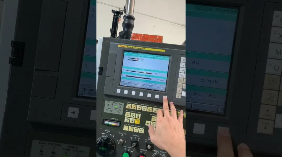 CNC machine controller interface displaying spindle data and performance metrics