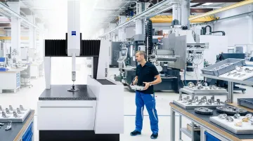 Aerospace precision manufacturing facility showing quality inspection and lean production outcomes