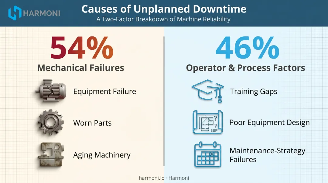 Mechanical versus human-driven causes of unplanned manufacturing downtime comparison