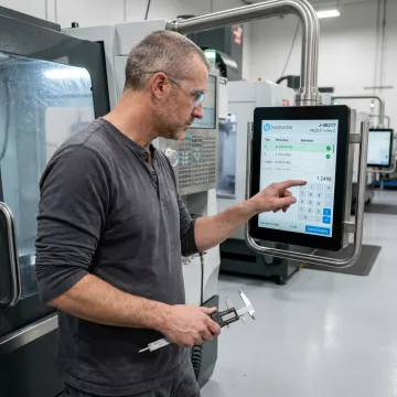 Digital CNC inspection checksheet at a machine