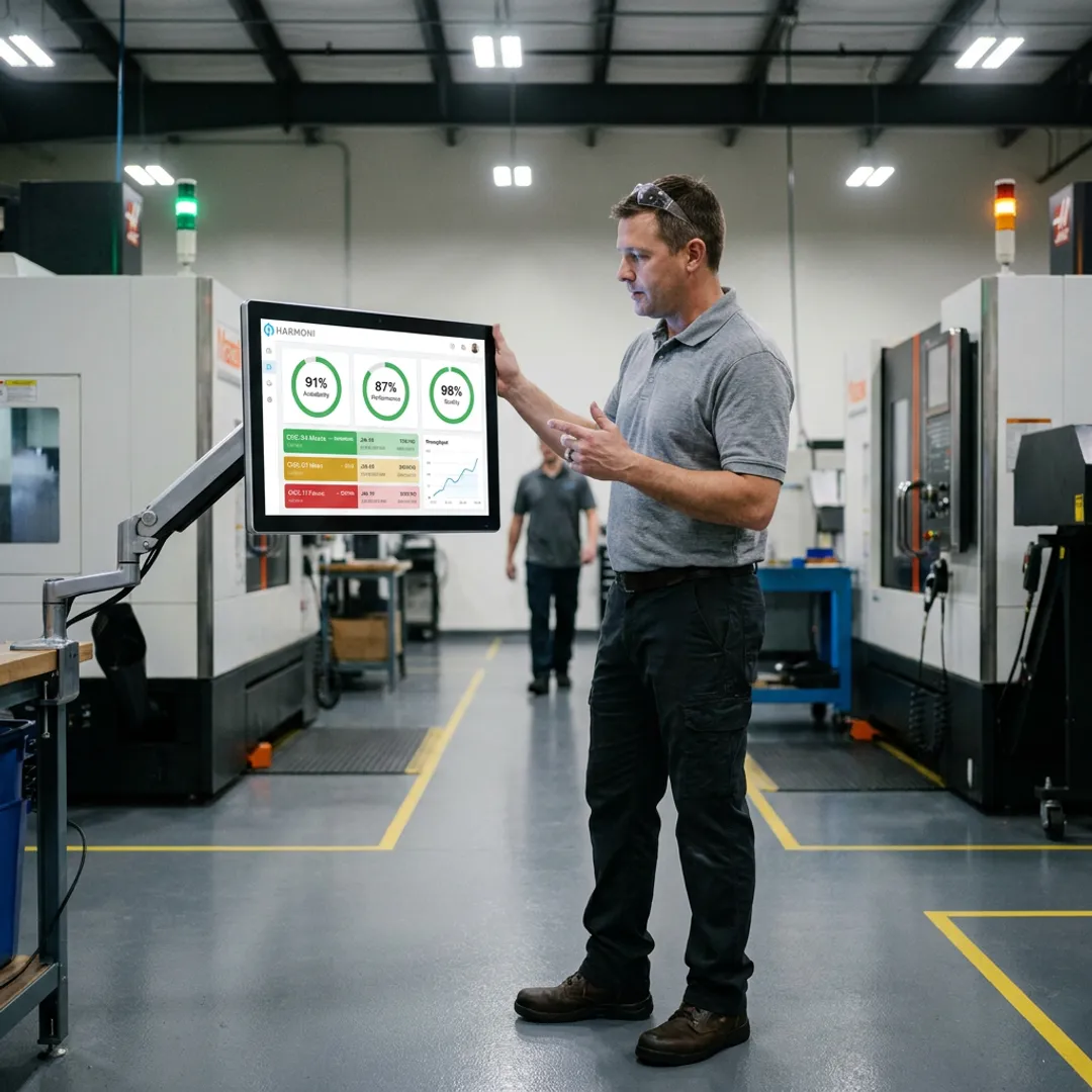 Supervisor viewing connected Andon light status