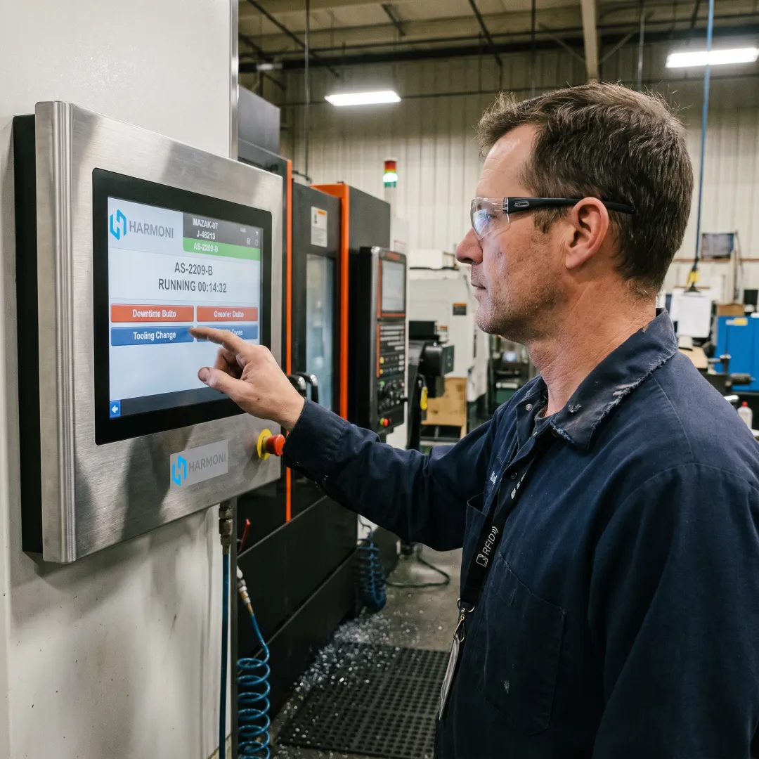 Operator using machine-side downtime tracking interface