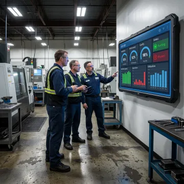 Real-time machine uptime monitoring dashboard on a shop floor