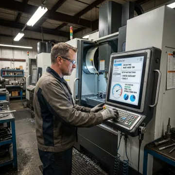Operator using machine-side manufacturing software