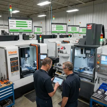 Real-time CNC machine monitoring dashboard on shop floor