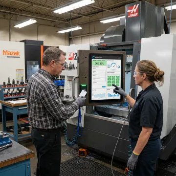Defense manufacturing software dashboard on shop floor