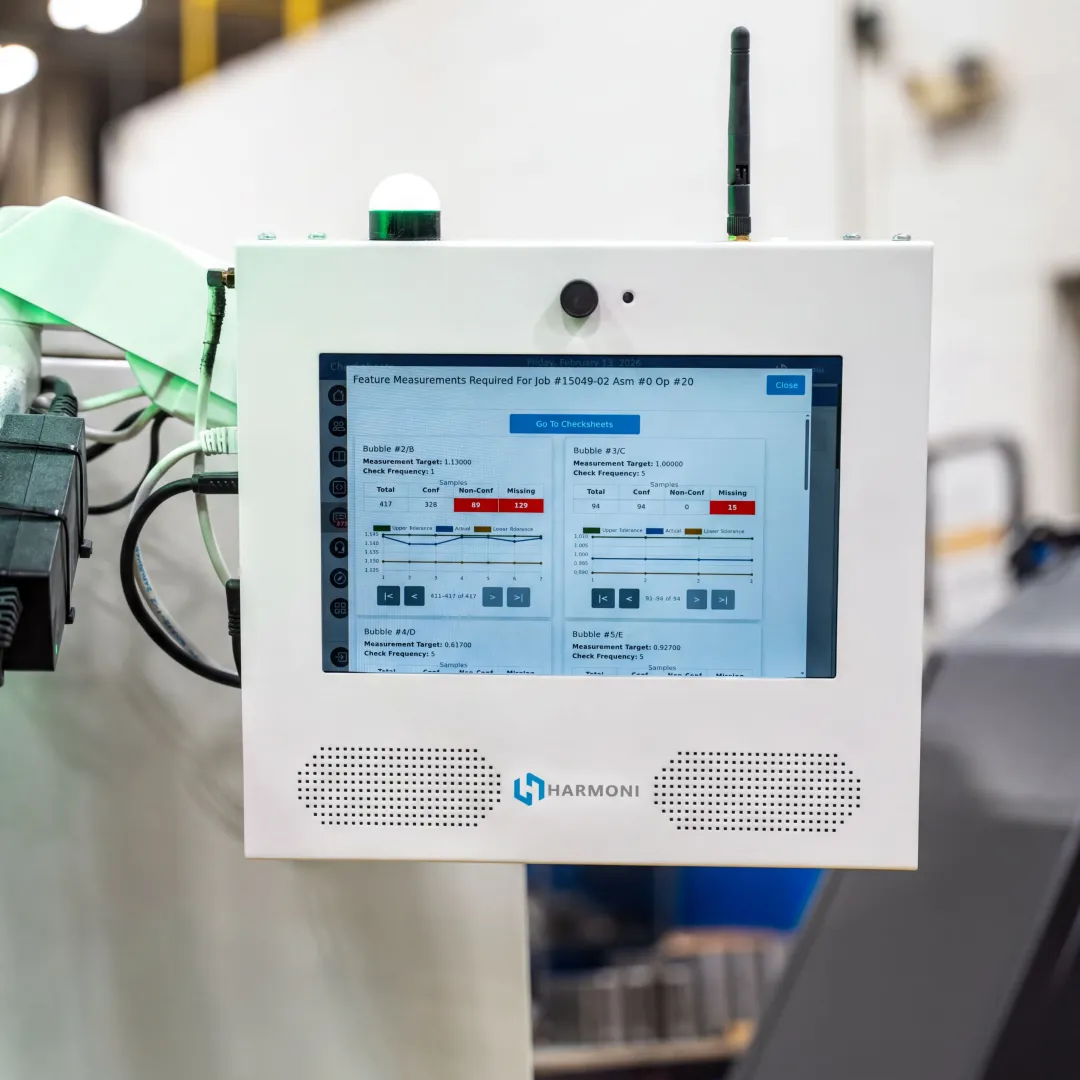 Operator viewing real-time manufacturing dashboard