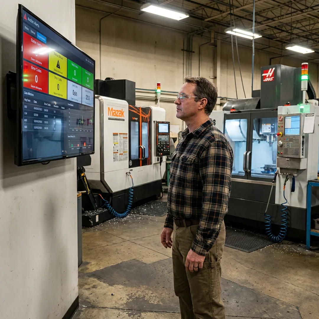 Supervisor reviewing live digital Andon alerts