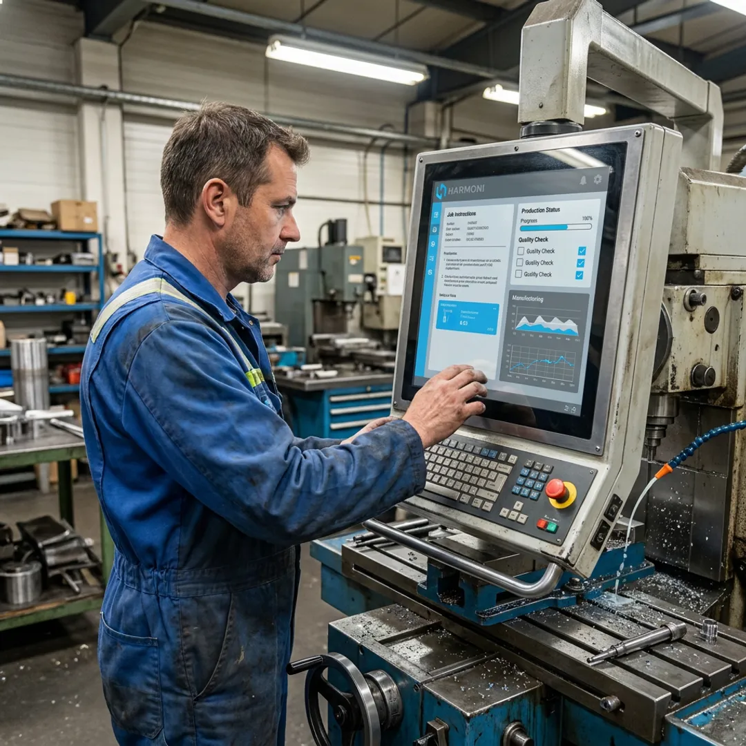 Operator using digital production management software