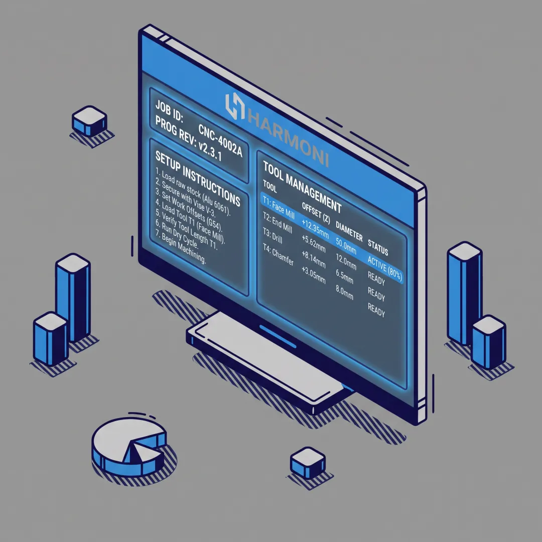Digital CNC job and tool management interface