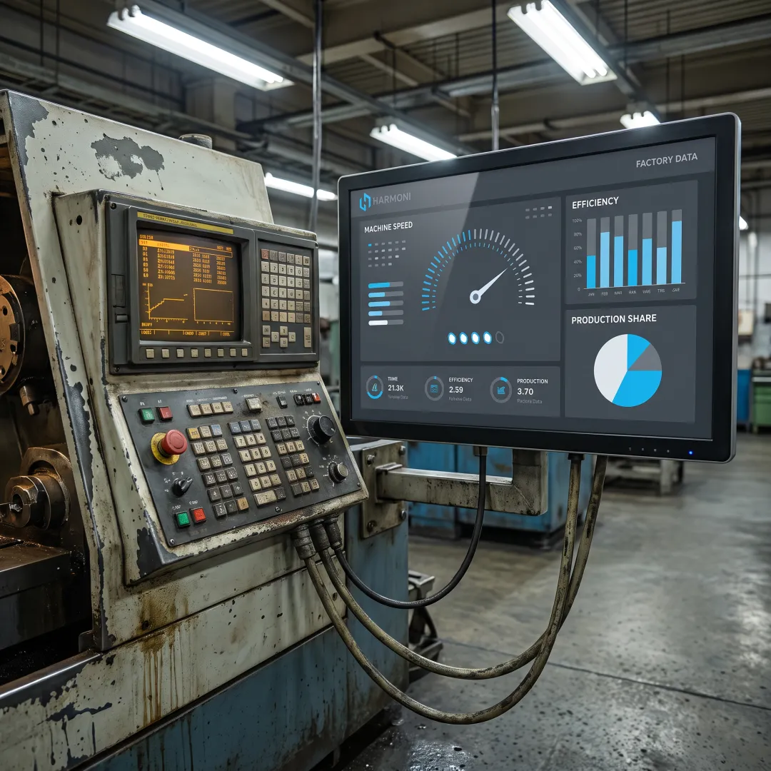 Connected CNC machine with real-time production dashboard