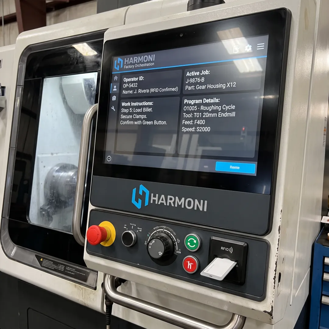 RFID-enabled machine interface at a CNC workcenter