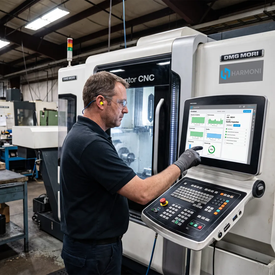 Operator using machine-side production interface