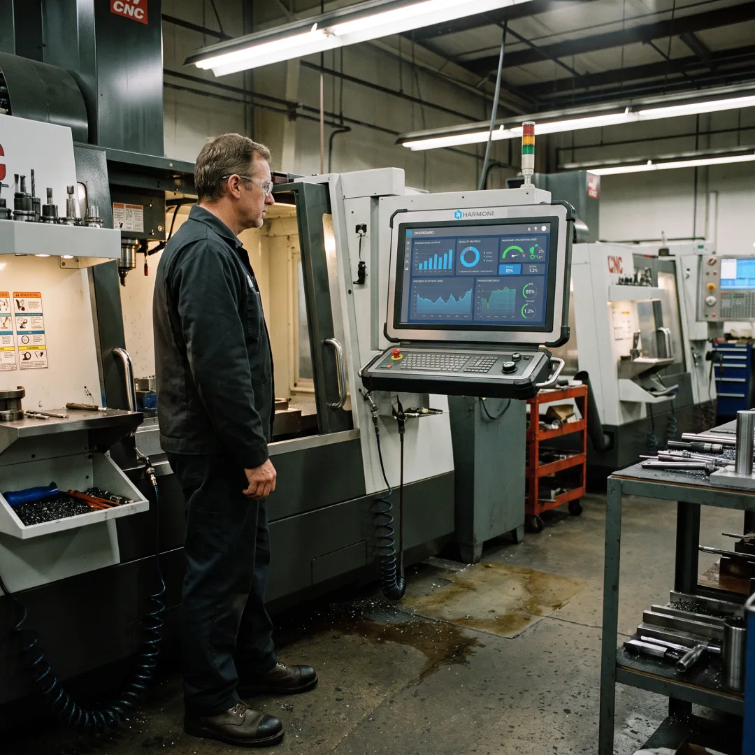 Supervisor reviewing live automotive production data