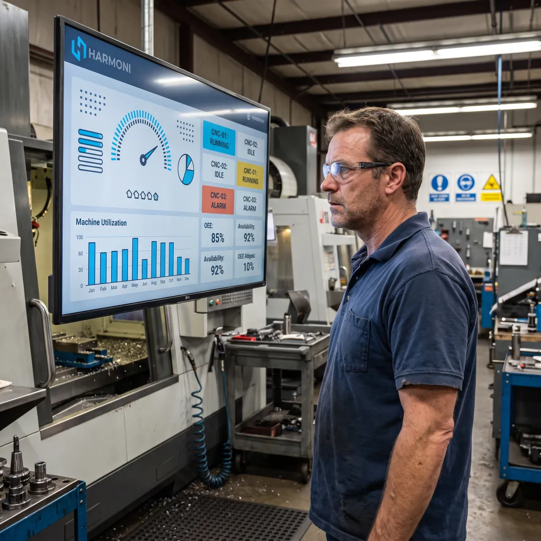 Manufacturer reviewing live machine performance data