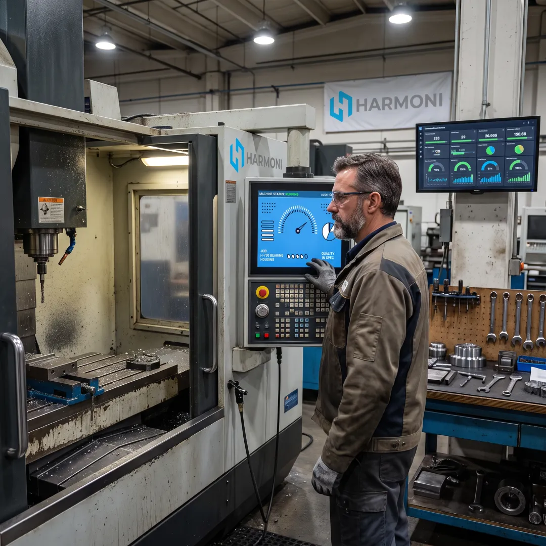 Operator using connected manufacturing workcenter interface
