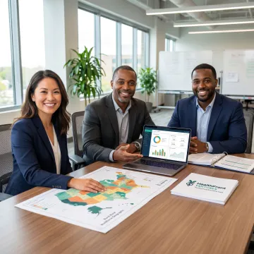 Rural health program strategy team reviewing data