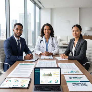 Healthcare analysts reviewing Medicare ACO reporting data