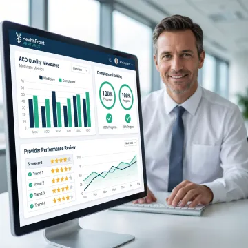 ACO compliance reporting dashboard and healthcare data review