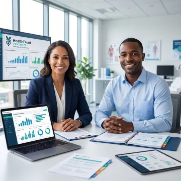 Healthcare team reviewing compliance dashboards