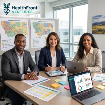 Rural healthcare planning team reviewing Montana data