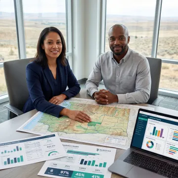 Rural healthcare planning team reviewing Washington access data