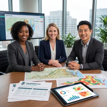 Virginia rural healthcare strategy team reviewing regional data