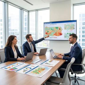 Rural healthcare planning team reviewing Pennsylvania transformation data