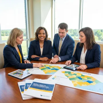 Rural healthcare planning team reviewing South Carolina data