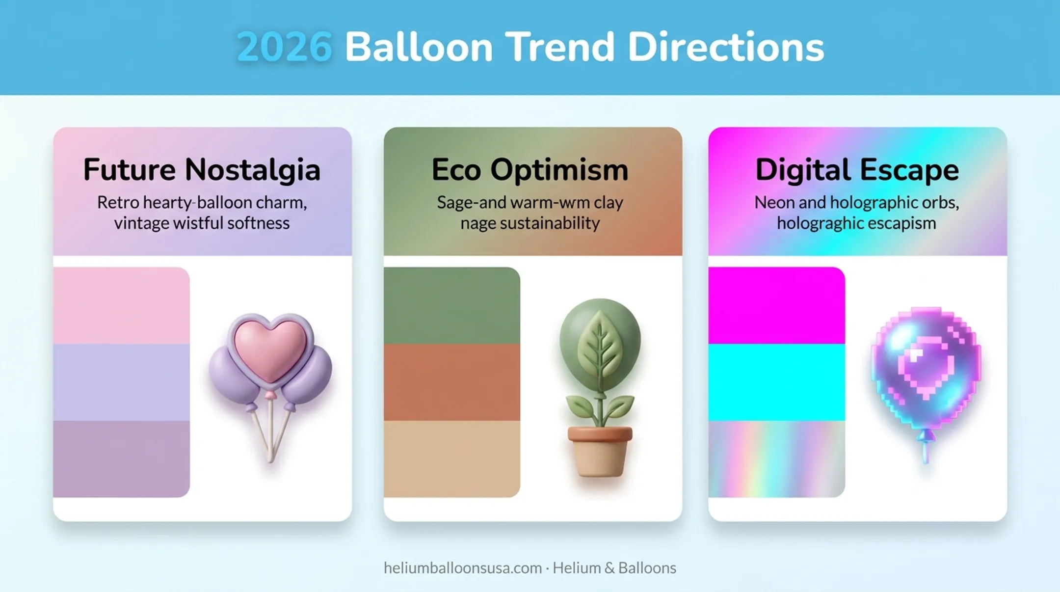 2026 balloon color trend directions comparing three design themes