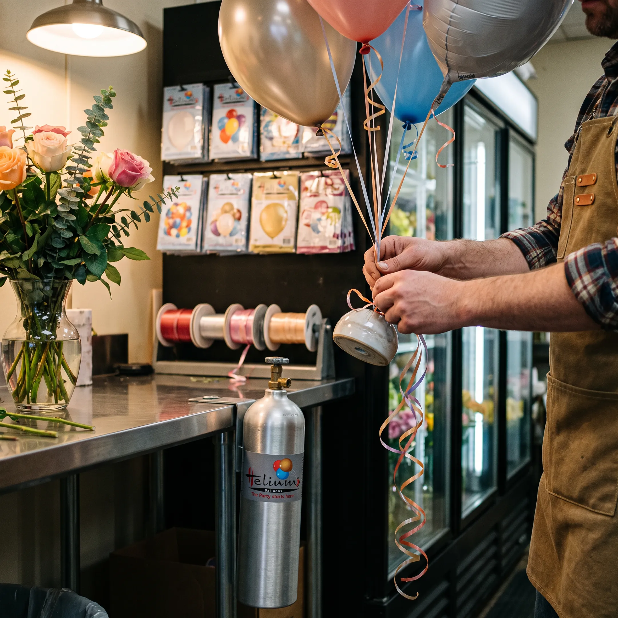 Florist balloon weight arrangement