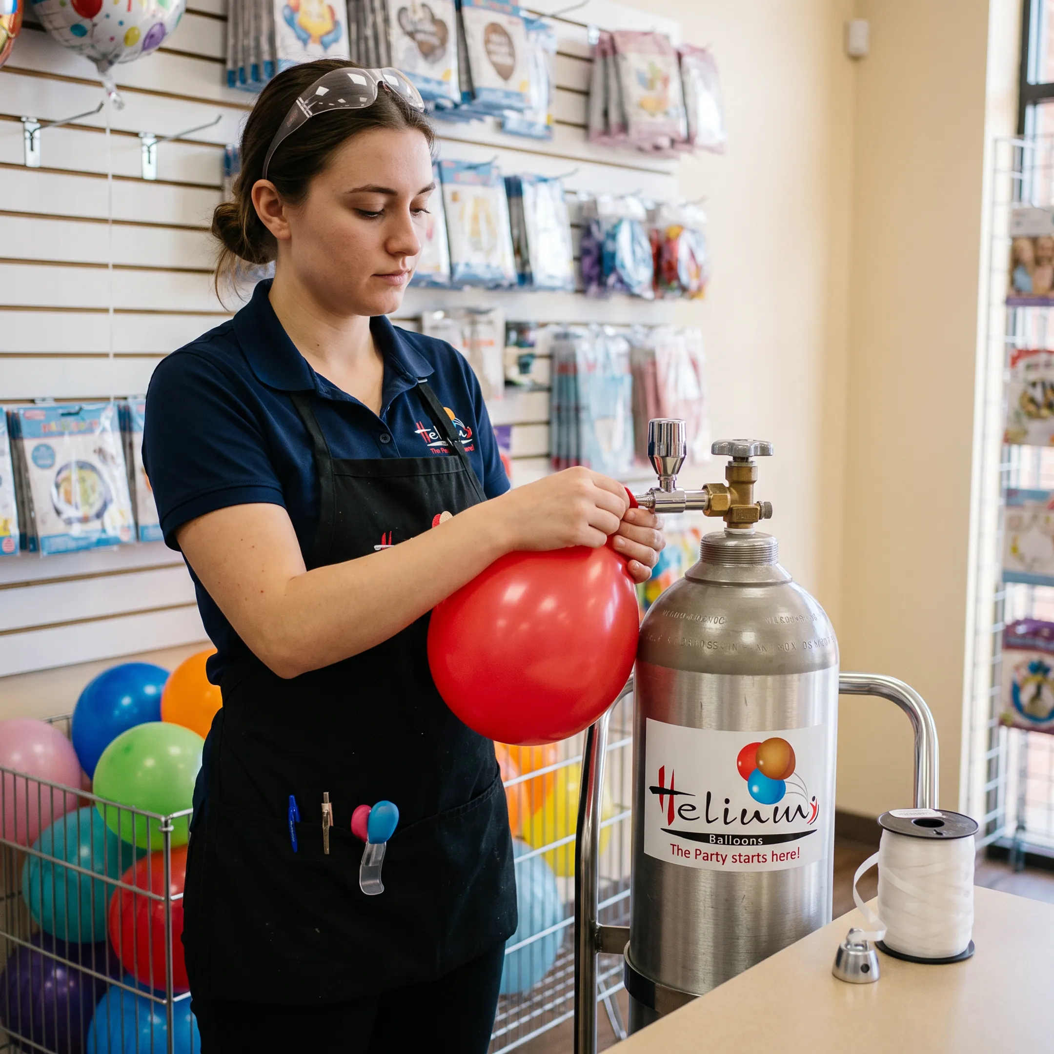 Party retail store balloon inflation