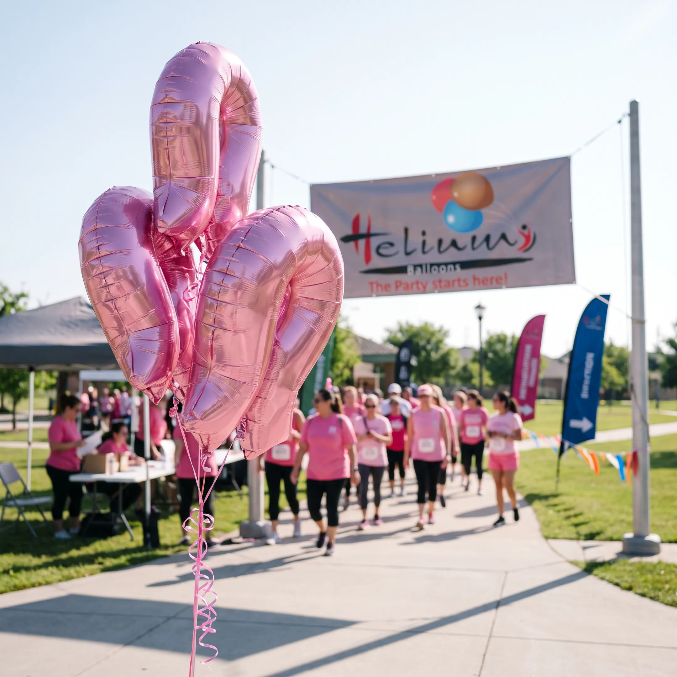 Pink Ribbon balloons at awareness fundraiser
