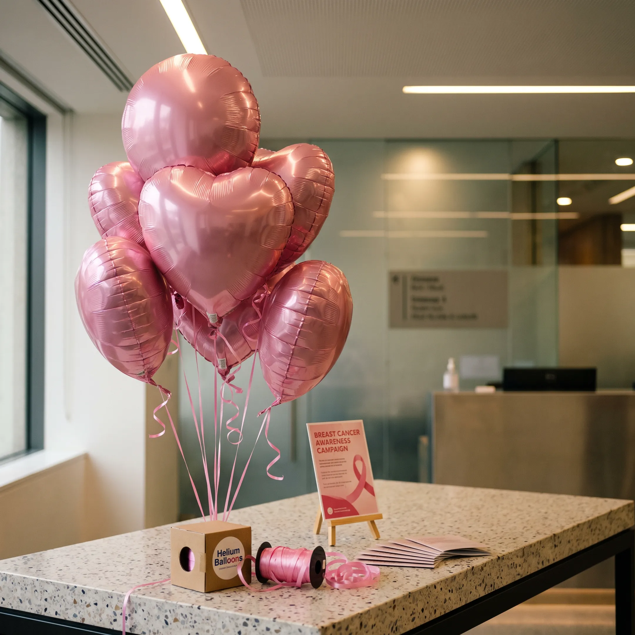 Pink Ribbon balloons at corporate event