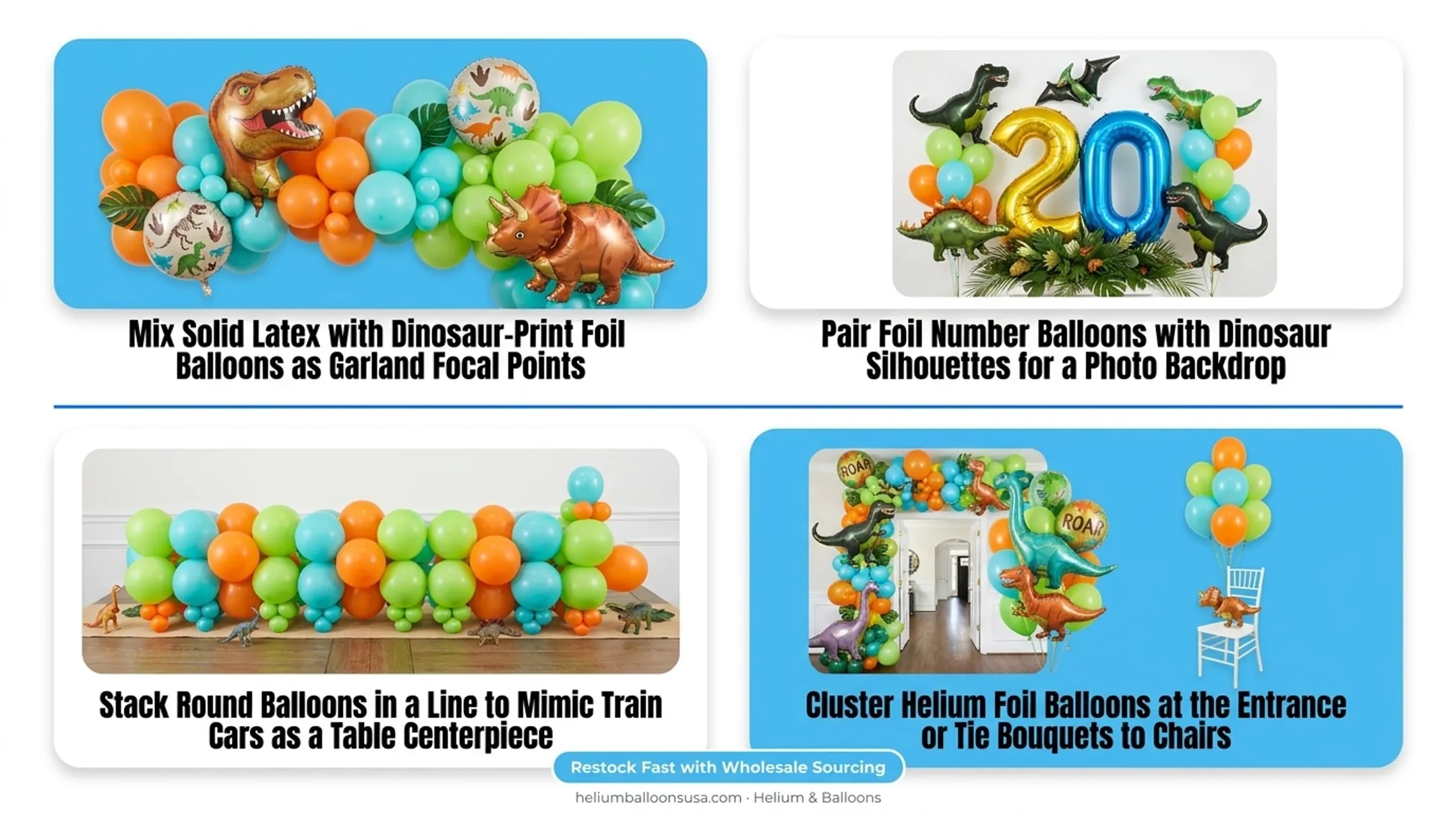 Dinosaur Train balloon garland arch and centerpiece decor ideas