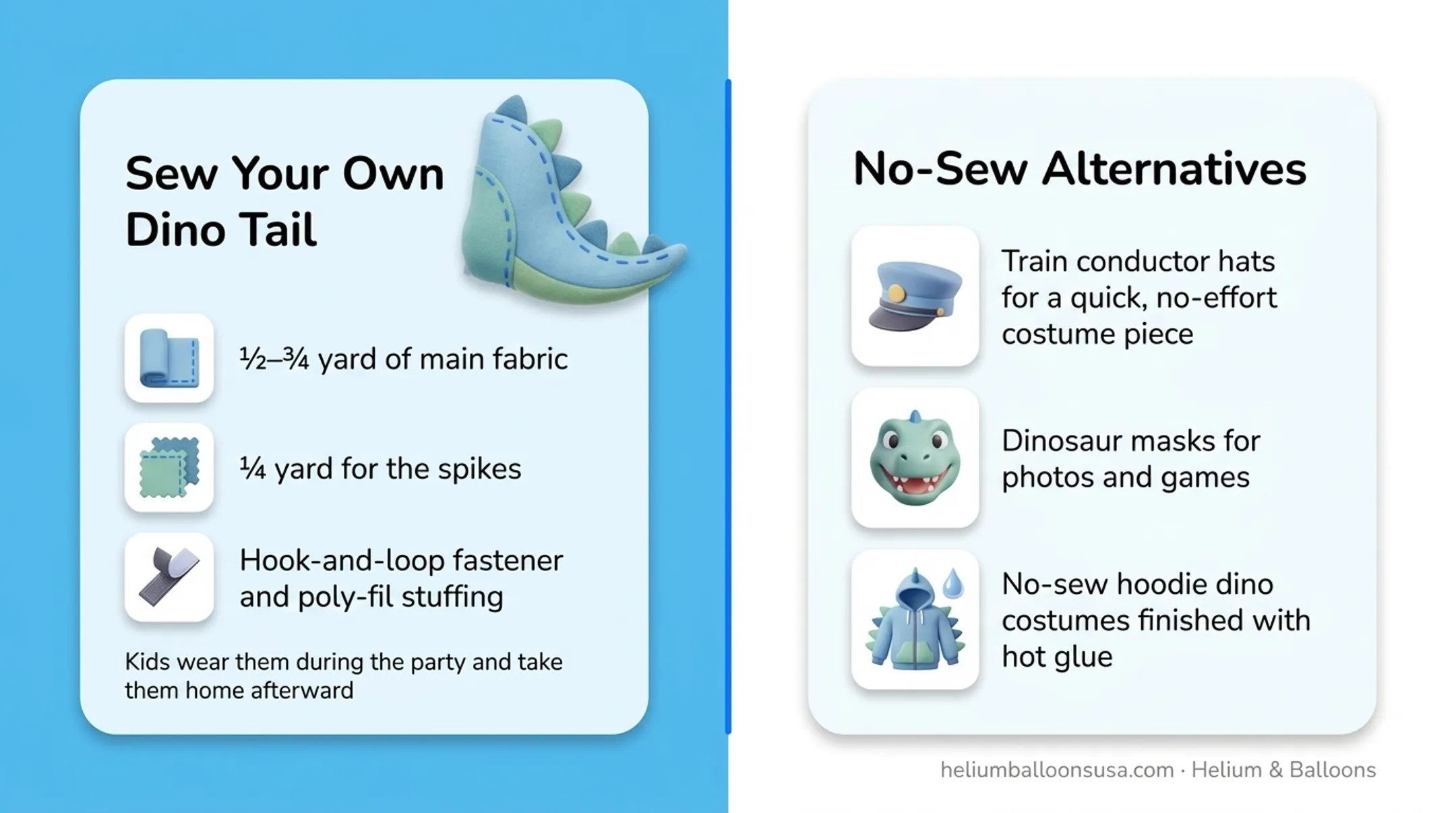 Handmade DIY dinosaur tail costume with fabric spikes for kids
