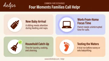 Four common scenarios for hiring a mother's helper infographic