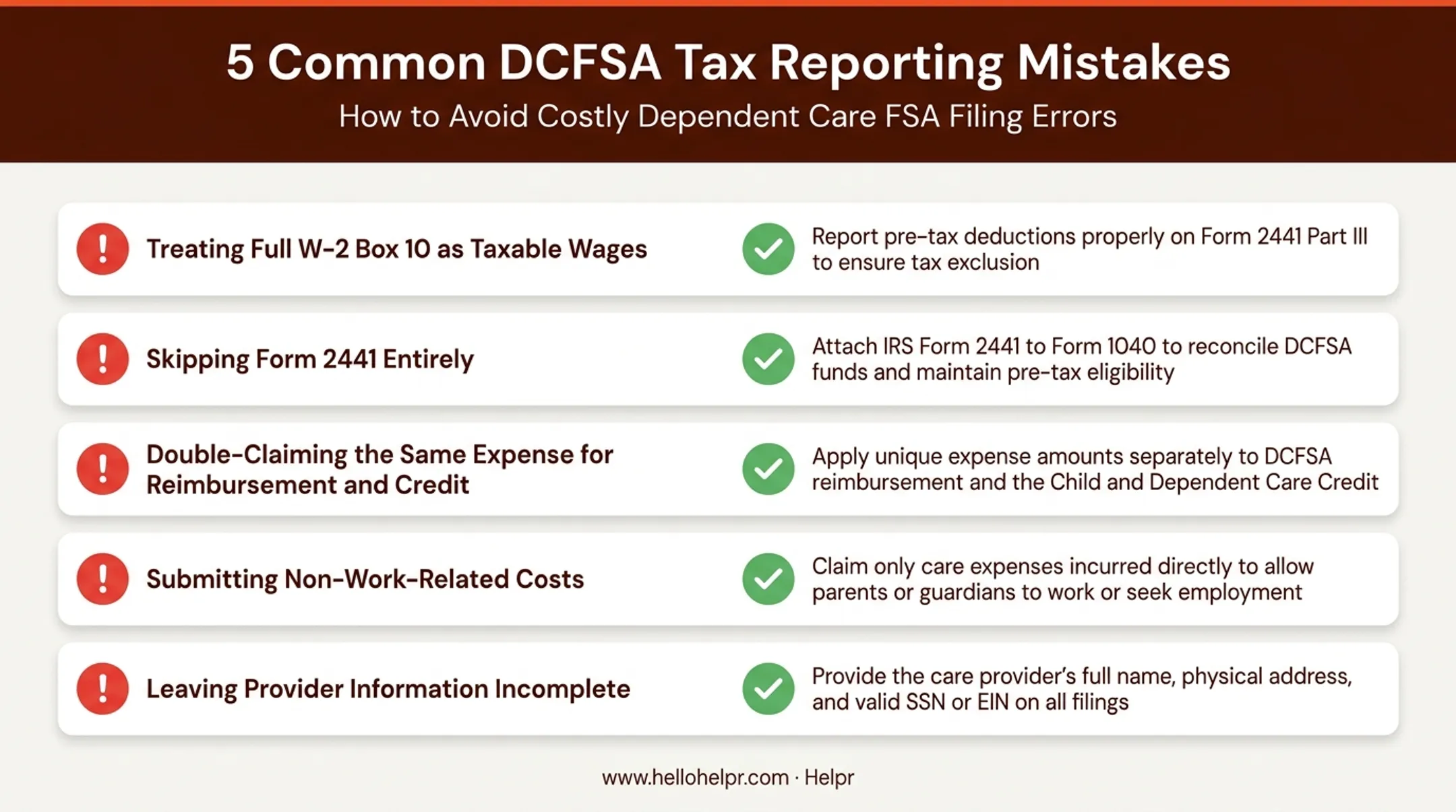 Five common dependent care FSA tax reporting mistakes to avoid