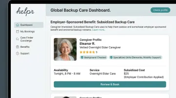 Helpr backup care platform dashboard connecting families with vetted overnight caregivers