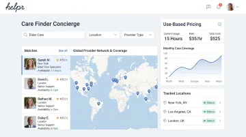 Helpr platform dashboard showing vetted in-home elder care providers