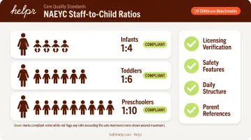NAEYC recommended caregiver-to-child ratios by age group chart