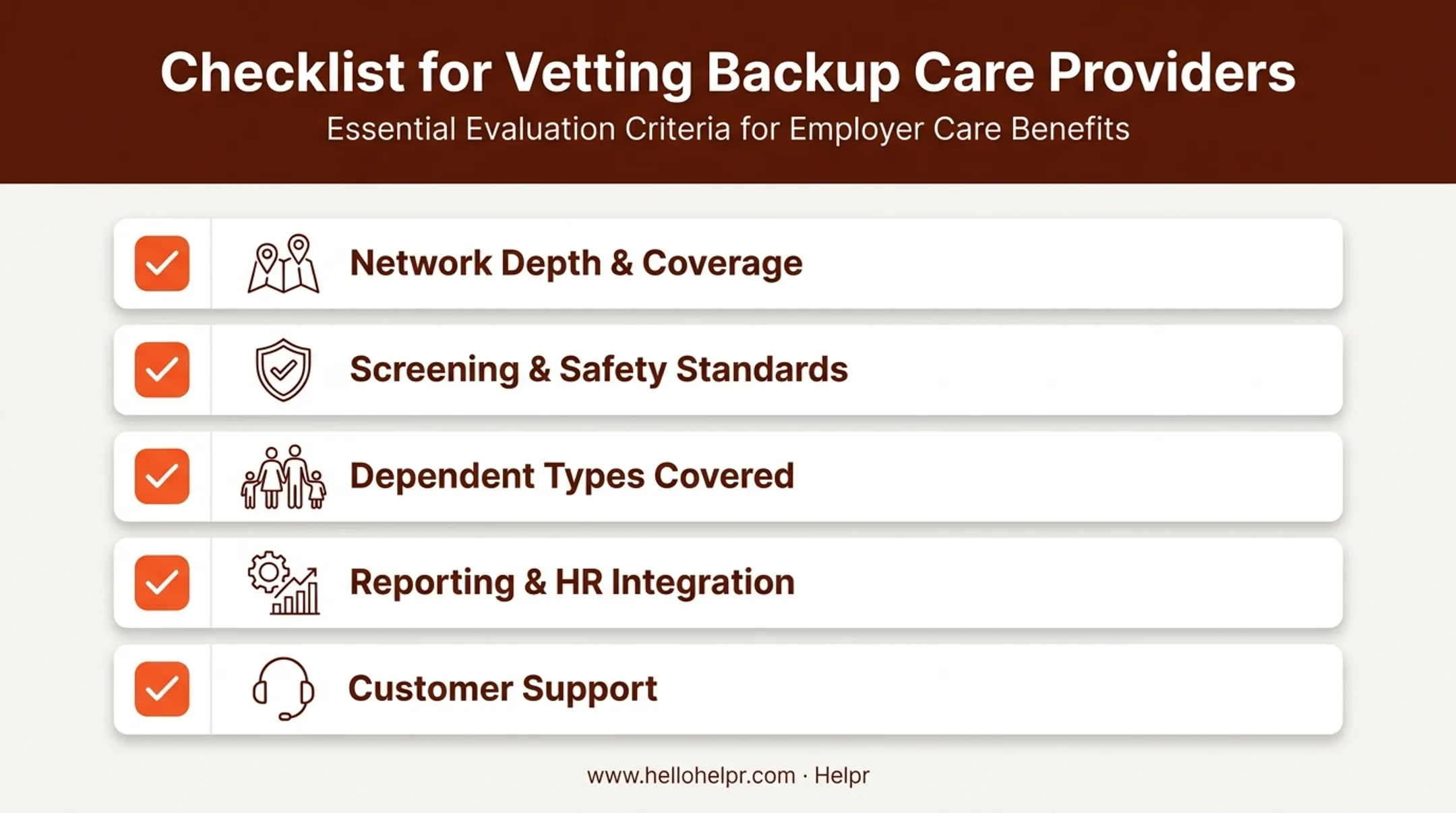 Checklist for vetting corporate backup care program providers effectively