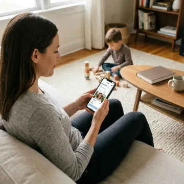 Parent booking vetted babysitting through an app