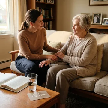 In-home elder care sitter supporting a senior