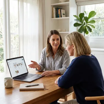 Care consultant helping a parent plan nanny support