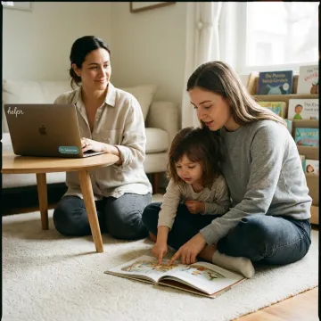 Nanny caring for a child in a family home