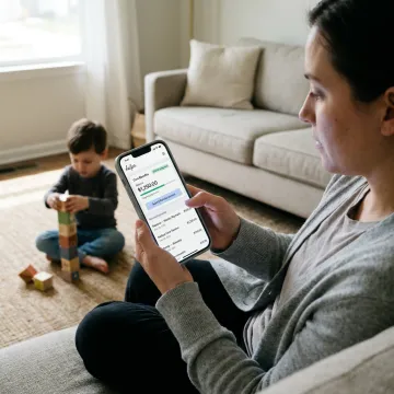 Parent using child care stipend app