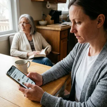 Family arranging elder care support at home