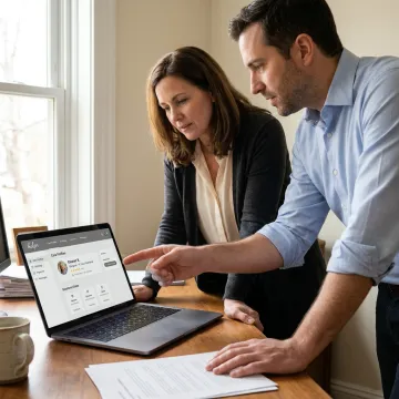 Care coordinator helping a family plan senior support