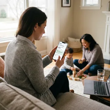 Employee using a family care benefits app